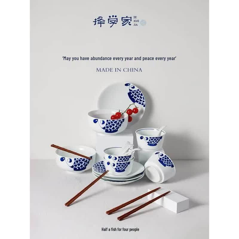 Zhexuejia Korean Style Underglaze 2-Person Tableware Set