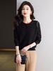 2025 Red Knitwear Round Neck Sweater for Middle-aged Women - Stylish Spring & Autumn Fashion