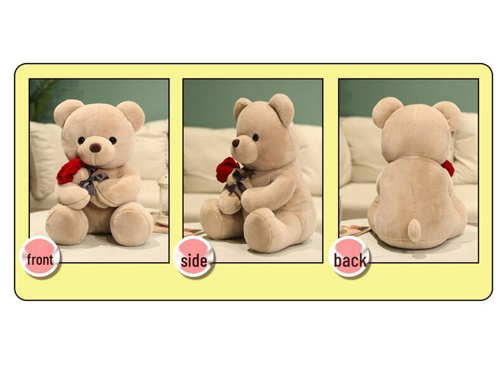 Adorable Rose Teddy Bear Plush Doll - Cute Large Pillow Toy for Girl's Birthday Gift