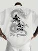 2026 Summer Men's Dragon Pattern Print T-Shirt Cotton Breathable Oversized Loose Casual Trendy Crew Neck Short Sleeve