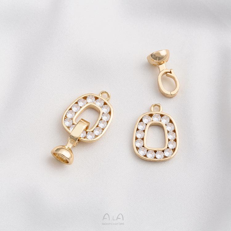 14K Gold-Filled Zirkon & Perle Geometrischer Quadratischer Verbinder für Handgefertigte Armbänder & Halsketten