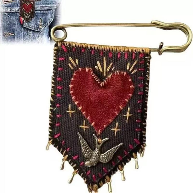 Hope's Protection Pocket • Hand Embroidered Protection Pin • Holds Love Notes/Talisman Brooch