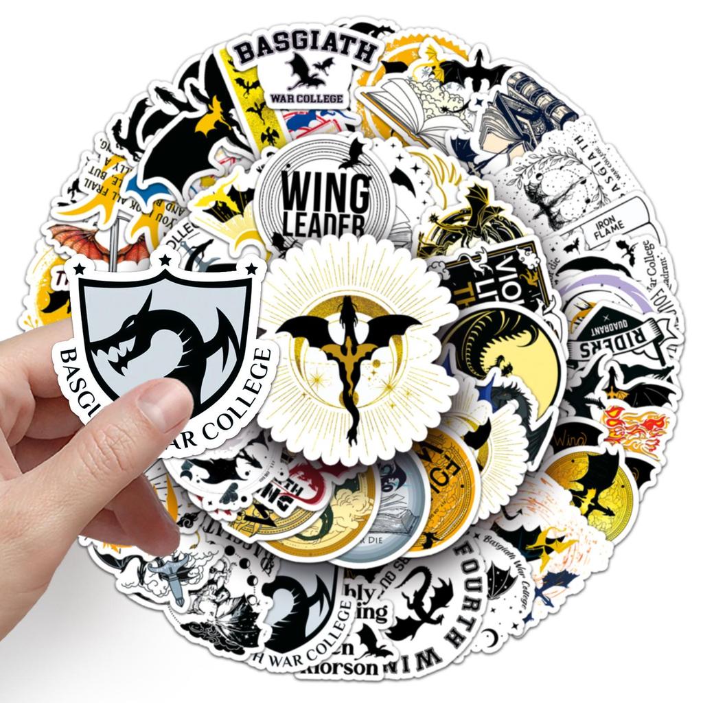 50 Fourth Wing Fantasy Novel Cartoon Waterproof Stickers for DIY Suitcase & Phone Case