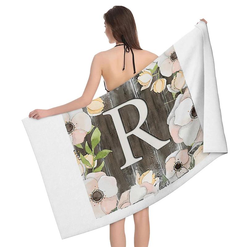 

1pc Flower wreath letter pattern Pattern Beach Towel,Ultra-Fine Fiber Beach Blanket,Highly Absorbent Bath Towel,Suitable W30*H60(CM)