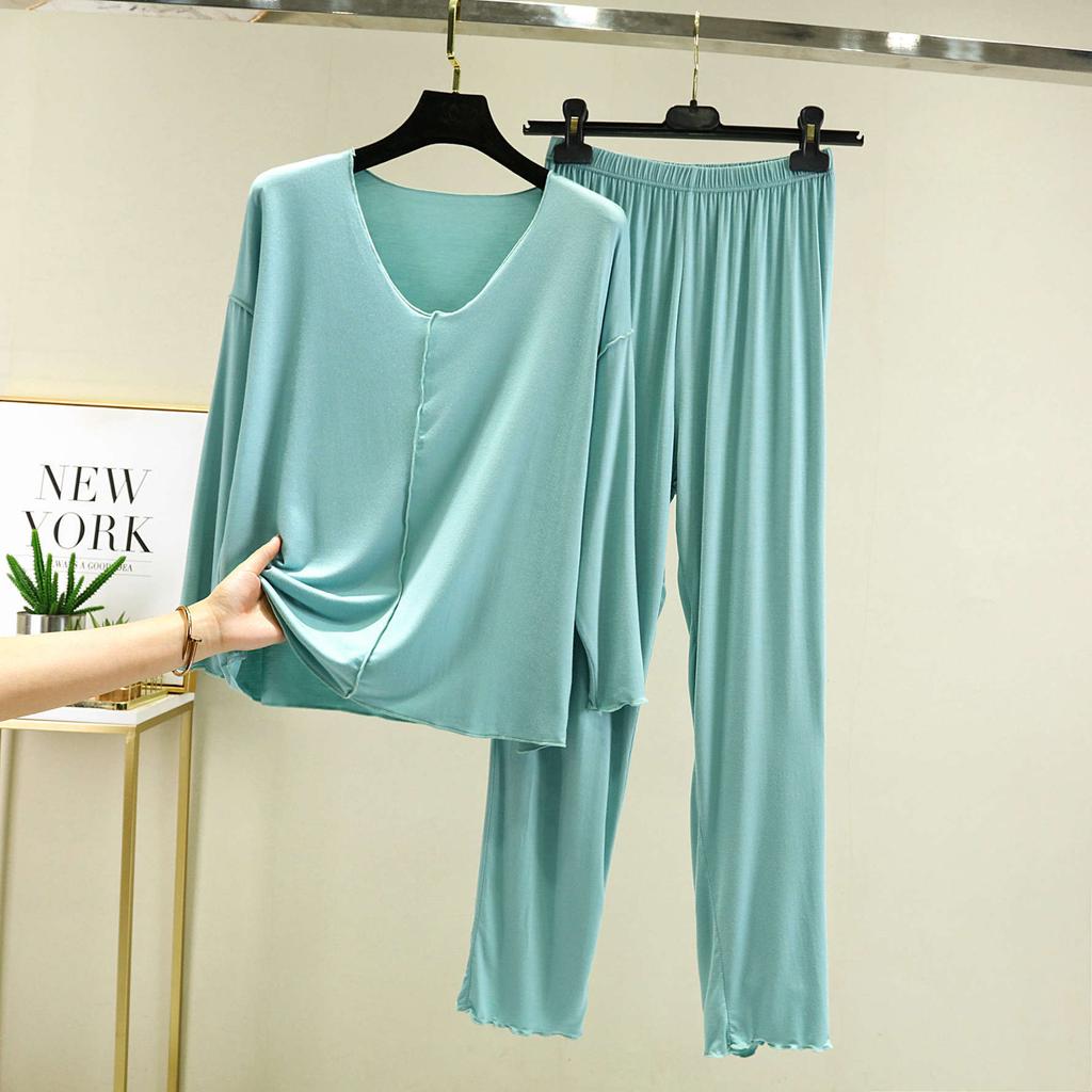 Summer Modal Pajamas Sets Short Sleeve Top and Pants Women Soft Sleepwear Suit Home Women Female Sleepwear