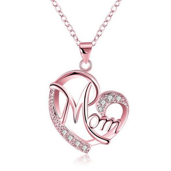 Heart-Shaped Mother's Love Necklace with Diamond-Inlaid Letter Choker