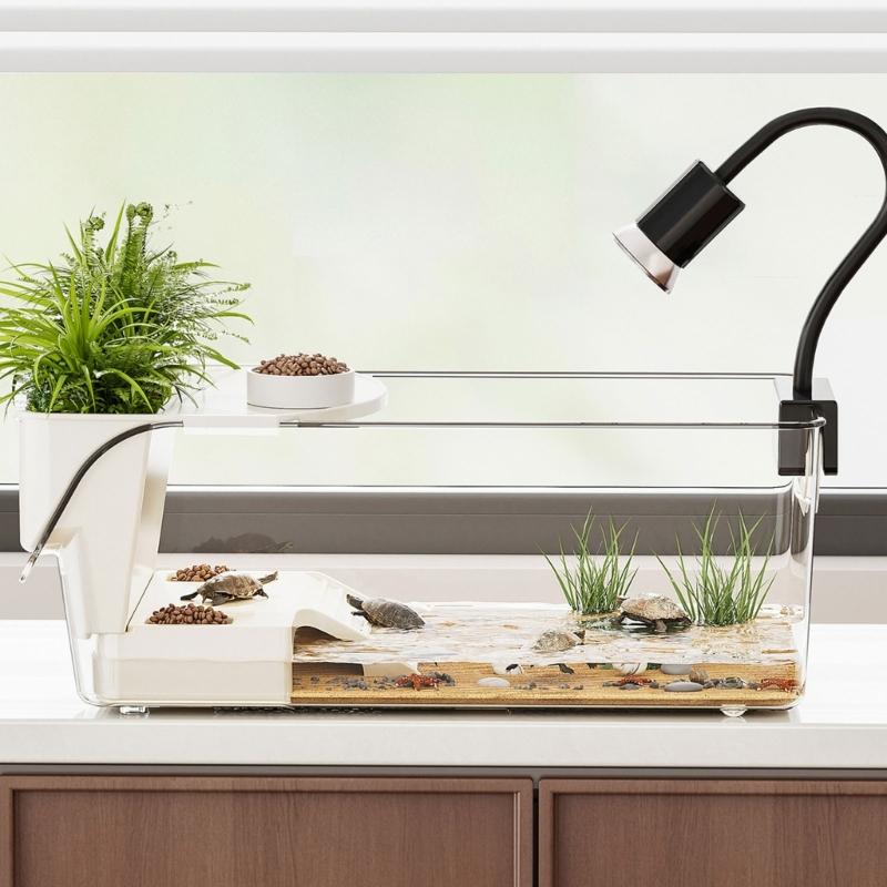 Turtles Enclosure Tanks With Layered Platforms Cave Wetland Simulation And 360 Degree Visibilities For Reptiles Pet