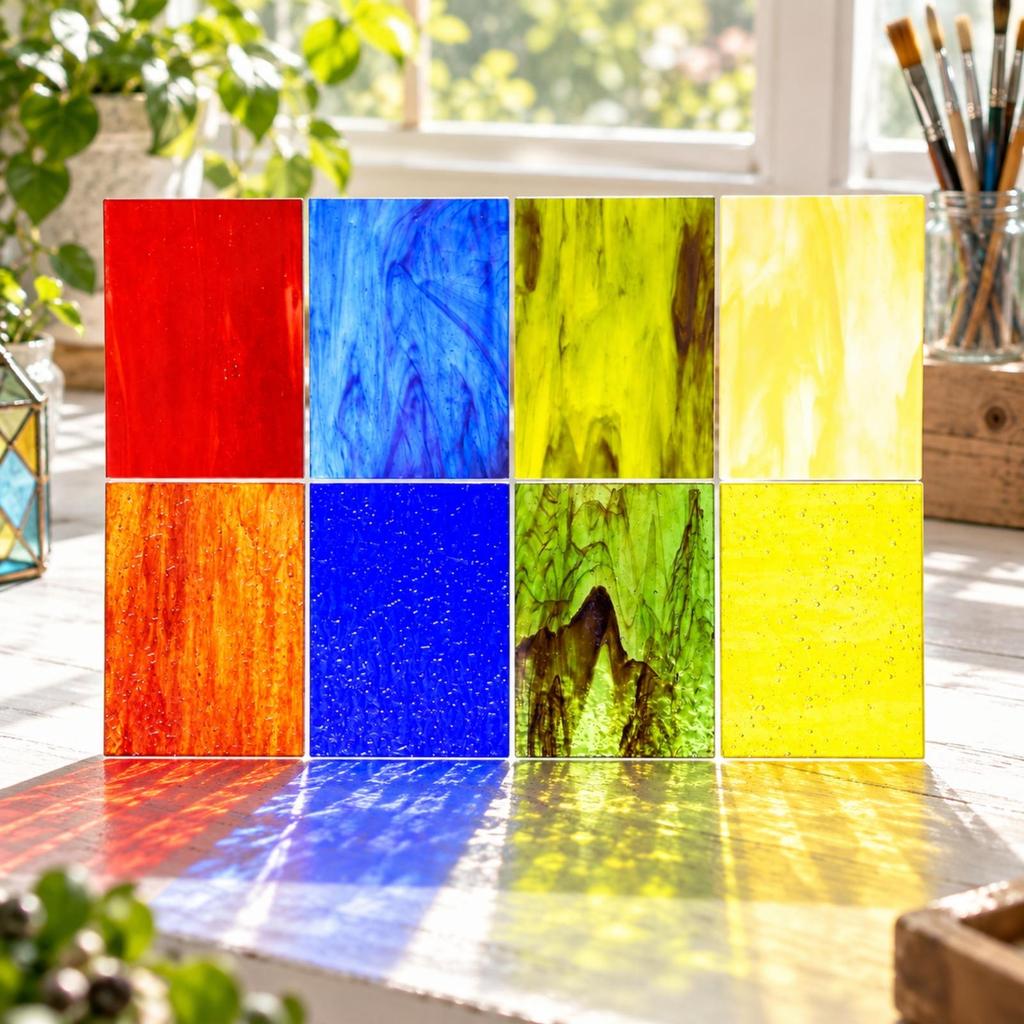 8 Pieces Glass Sheets Easy for Ornament Making, Mosaic Makers