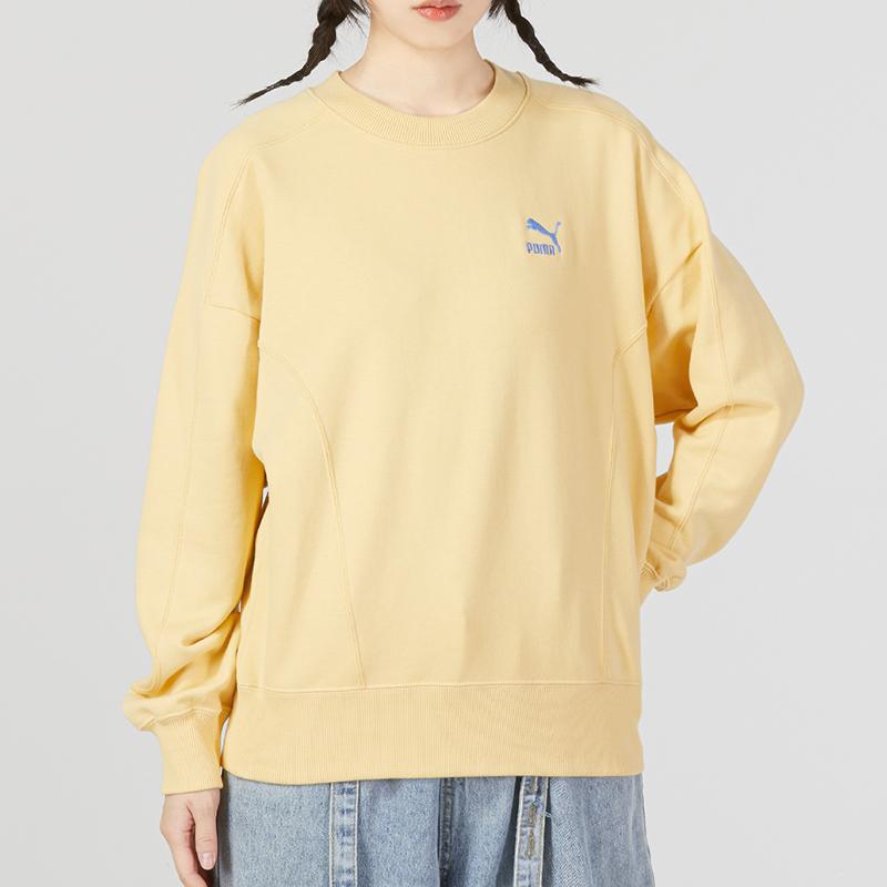 Puma Classics Joy Graphic Crew Sweatshirt Women Sweatshirt Yellow 539955-42
