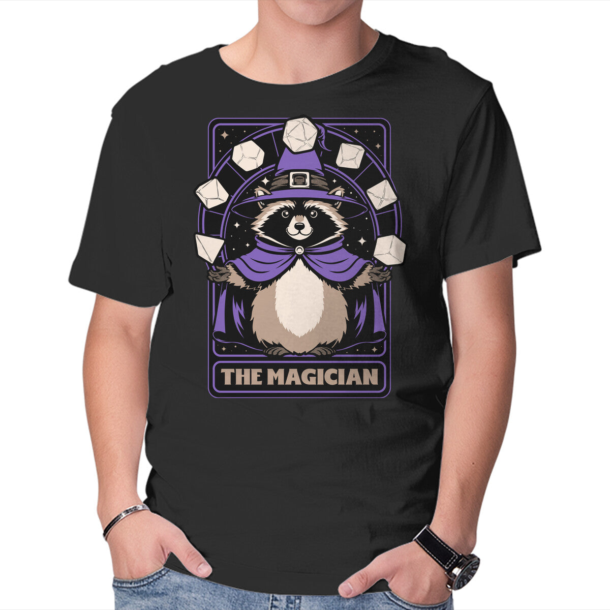 Unisex Crew Neck T-Shirt Raccoon RPG Wizard Graphic Short Sleeve Casual Tee XXXXL