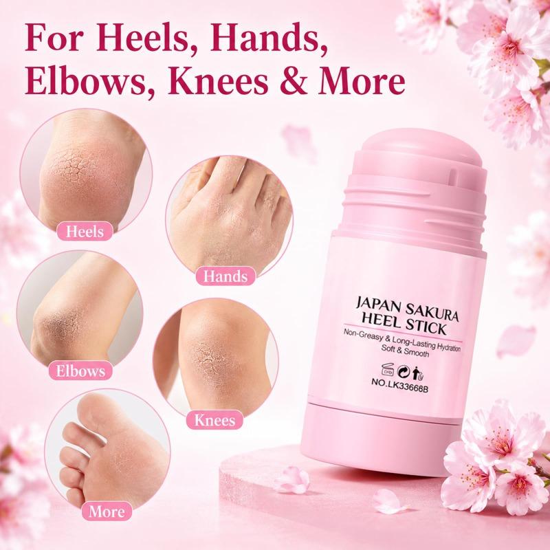 Japan Sakura Fuß- und Fersenstift, Fersenbalsam für trockene, rissige Füße, Spendet Feuchtigkeit und macht Füße, Hände, Fersen, Ellbogen, Knie und mehr tief geschmeidig