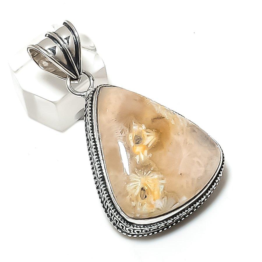 

Natural Fossil Coral Gemstone 925 Sterling Silver Jewelry Pendant 2.01 G3d20