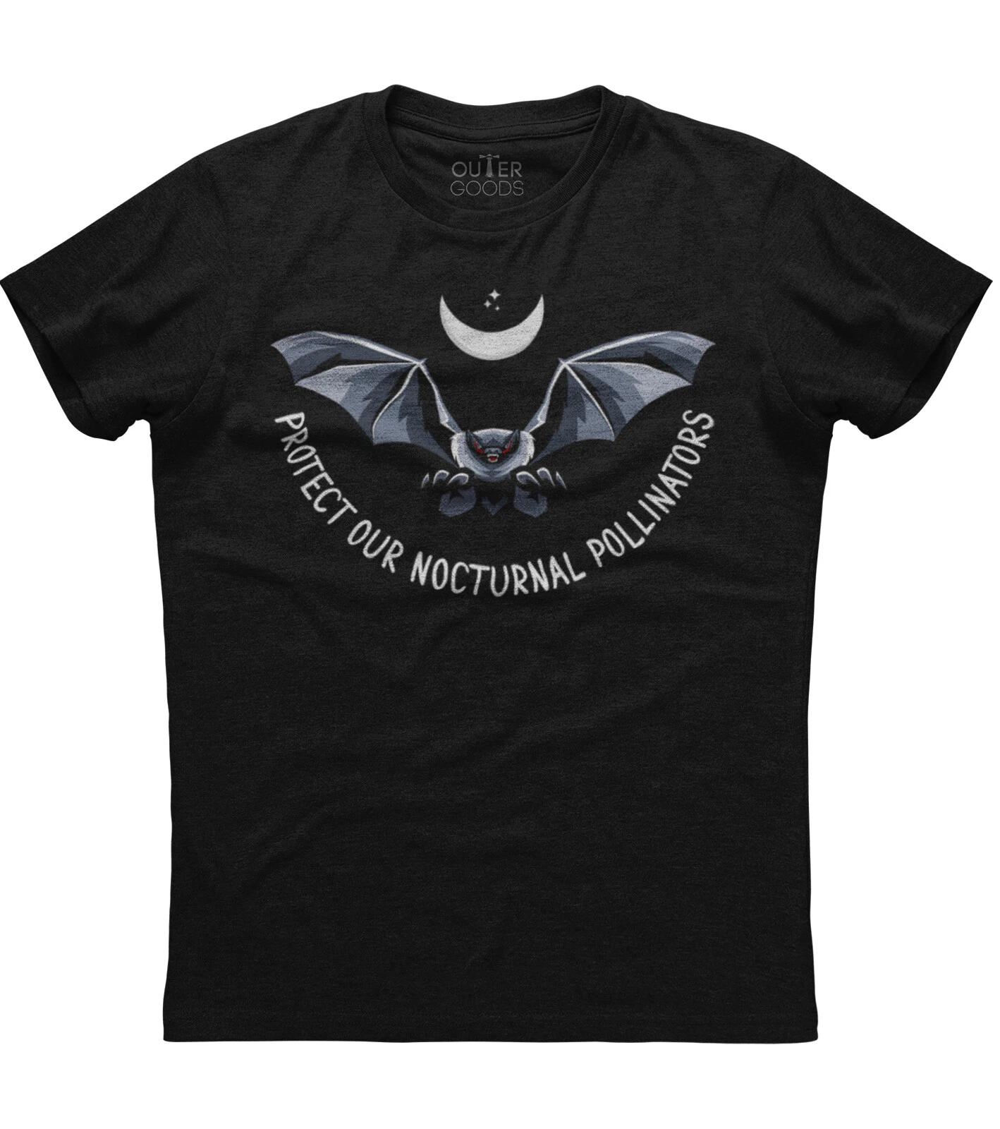 Protect Our Nocturnal Pollinators Bat Mens Short Sleeve Cotton Black T-shirt 3XL