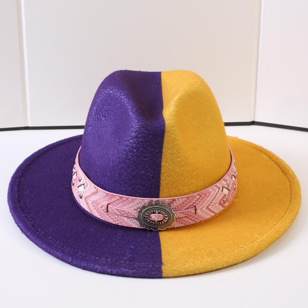 Popular European and American Classic Double-color Wide-brimmed Top Hat Men's and Women's Fashion OL Style Cowboy Hat Jazz Hat