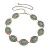 New Western Large Turquoise Retro Bohemian Style Metal Waist Chain Women's Belt