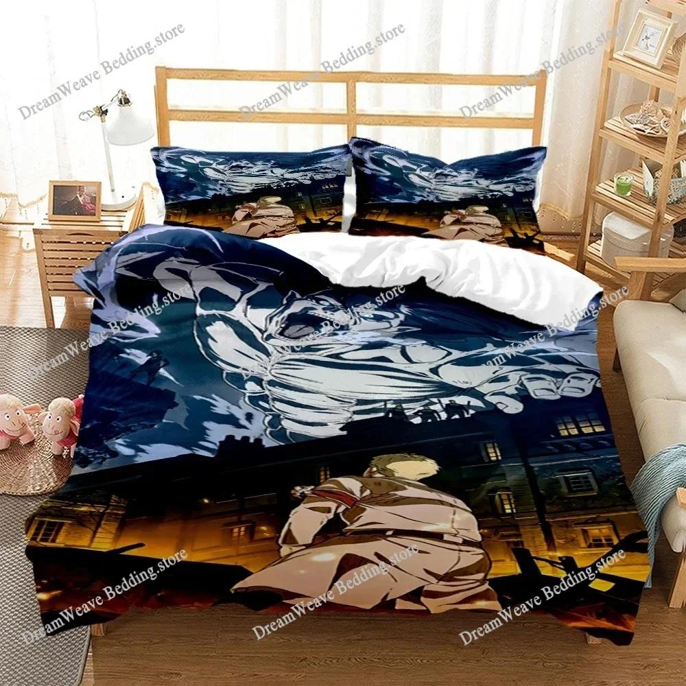Attack On Titan Luxury Bedding Set Japan Anime Cartoon Duvet Cover Set Comforter Bedspread Twin Single Size Printed Home Textile