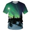 New Nature's Starry Sky Graphic T Shirts Men Fashion Novel Aurora Pattern Tees 3D Printed Casual O-neck Short Sleeve Tops