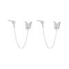 1 Paire Boucles d'Oreilles Pendants Longues Chaîne avec Pompon Couleur Argent Sterling Papillon Perle Ronde pour Femmes Filles Bijoux Pendientes Eh1668 Chaîne Tendance