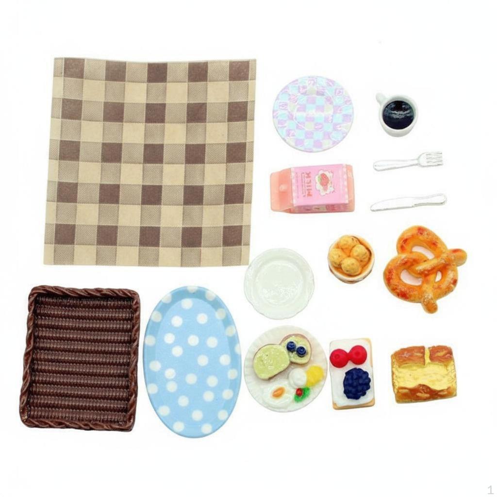 Dollhouse Breakfast Set Photography Prop Miniature Food Model Realistic Design