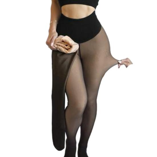 

Женские флисовые леггинсы с одним швом, теплые, имитирующие прозрачные колготки, термолеггинсы для контроля живота для свиданий, вечеринок, работы S легкие хаки