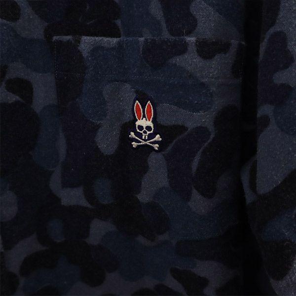 Psycho Bunny Camouflage Langarmshirt S Blau Logo Patch Golf Herren Gebraucht