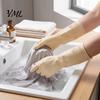 Waterproof Gloves for Bathroom Cleaning Fleece Lined Dishwashing Gloves, Natural Latex Household Work Non-Slip Grip Long Cuff Warm Kitchen Laundry