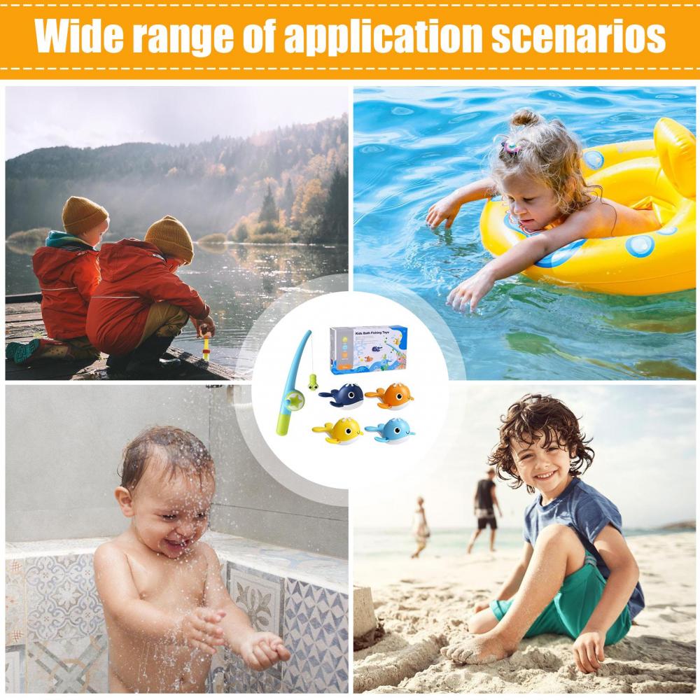 Zábavné hračky pro miminka do vany 3 v 1 Magnetická rybářská hračka pro miminka s rybářským prutem Batole Kojenecké hračky do vany do bazénu se 4 velrybami Interaktivní hračky pro děti