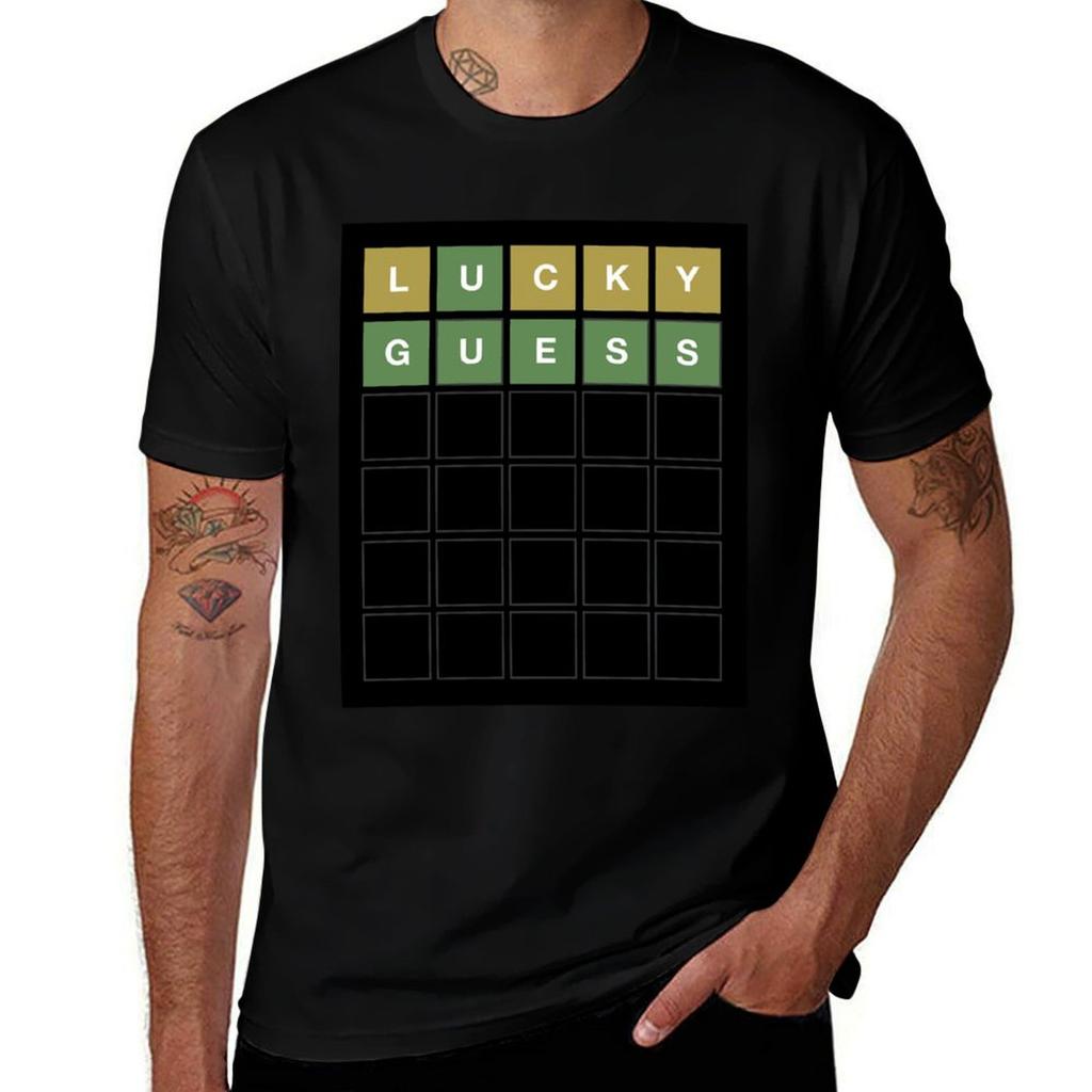 Wordle Lucky Guess Funny Wordl Grid Word Game Design Classic Tshirt Unisex T Shirt Cotton 100 Cotton T Shirts Unisex 100 Tshirt