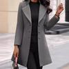 Women Woolen Turn Down Collar Solid Color Single Breasted Slim Fit Thermal Long Sleeve Jacket Coat for Women Commuting Dating Spring