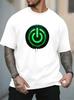 Unisex Black Round Neck T Shirt Grunge Melting Neon Green Power Symbol Circuit Circle Futuristic Gaming Daily Light Cotton Tees