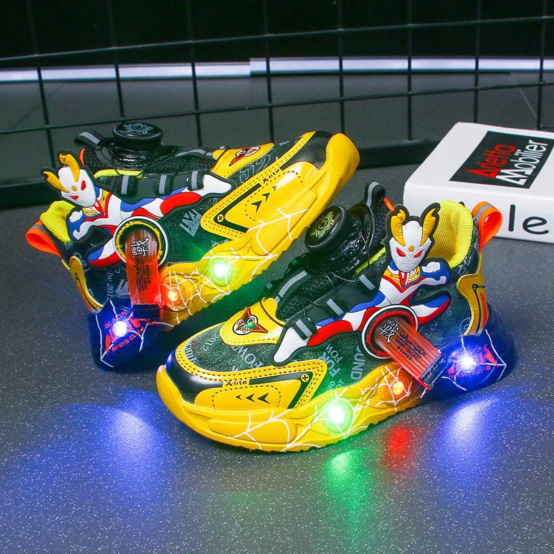 

Boys Ultraman Sports Shoes Children s Light-Up Shoes Boys Running Shoes Rotating Button Soft Sole Shoes 36Inner Length22.3cm жёлтый
