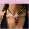 Small Lobster Pendant Necklace With Black And White Beads For Women Summer Fashion