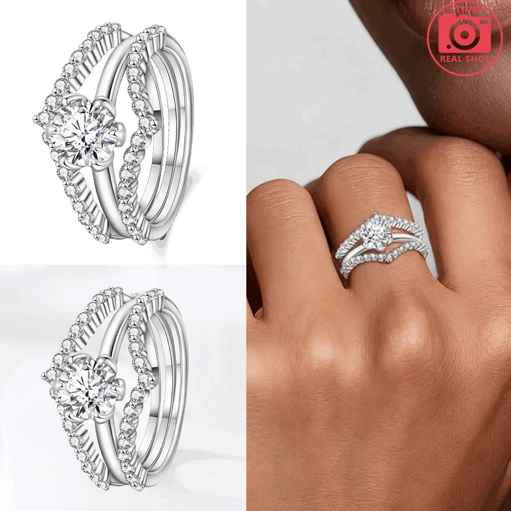 Authentic Ring Copper Square Zirconia Princess Ring White Sparkling Womens Ring Anniversary Fine Gift Accessory Jewellery