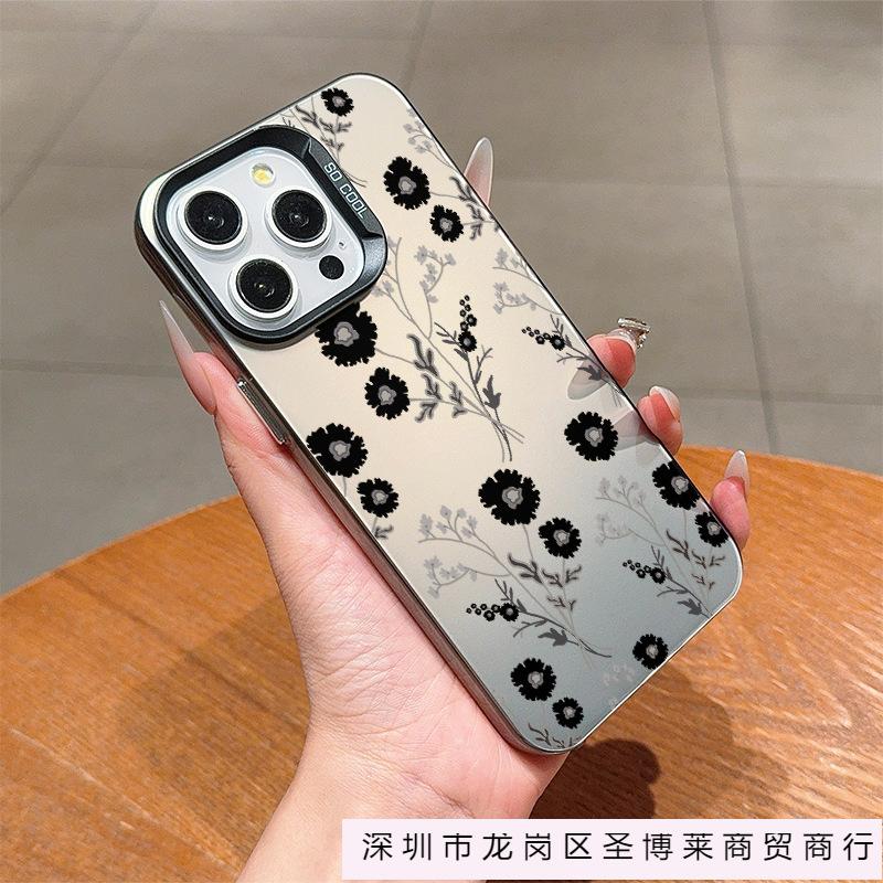 New floral IMD mobile phone case for Apple 16Pro niche iPhone15 colored silver 13/12/11 art 14