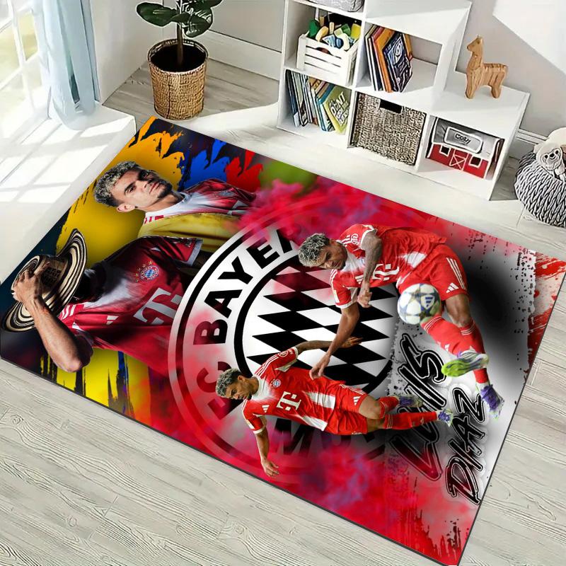Luis Diaz Bayern Football Star Graffiti Print Area Rug Non‑Slip Rectangular Floor Mat Sport Fan Home Decor for Gaming Room Living Bedroom