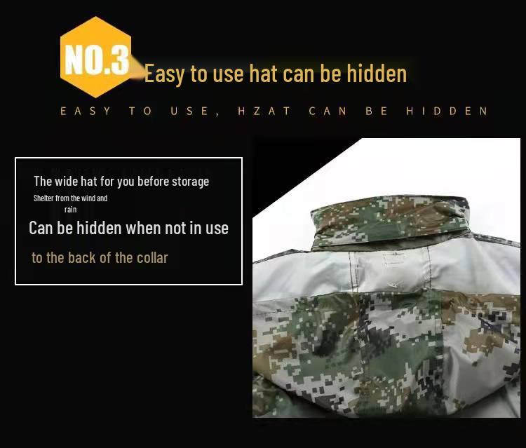 Camouflage Regenmantel- & Hosen-Set für Outdoor-Wandern und Hochwasserschutz