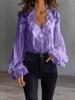 Women's Lace Patchwork Bubble Sleeve Ruffled Shirt