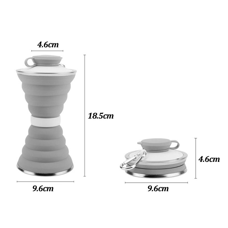 500ml Silicone Foldable Water Bottle Portable Storage Travel Outdoor Cup With Lid Sport Collapsible Hiking Coffee Drinking Mug