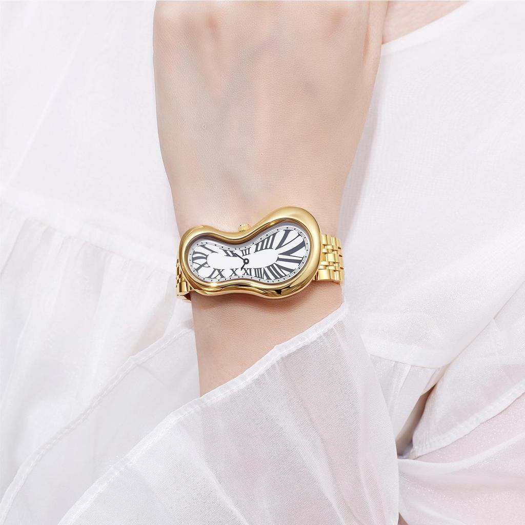 New Unique Melted Twisted Watch for Men and Women Y2K Watches Luxury Stainless Steel Strap Waterproof Quartz Wristwatches Gifts