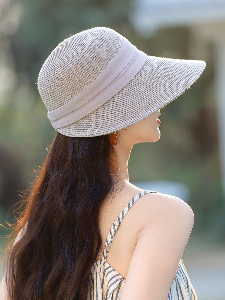 New Straw Hat Women's Summer Woven Hollow Breathable Sun Shade Sun Protection Cap Foldable Cap