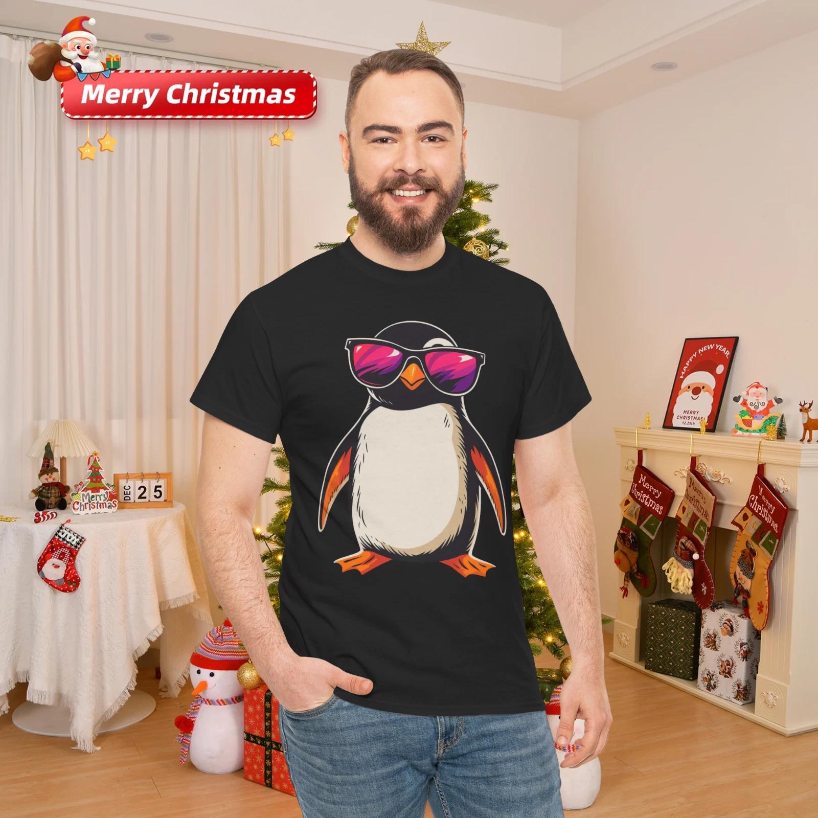 Penguin wearing Sunglasses Bird Funny Graphic T-Shirt XL