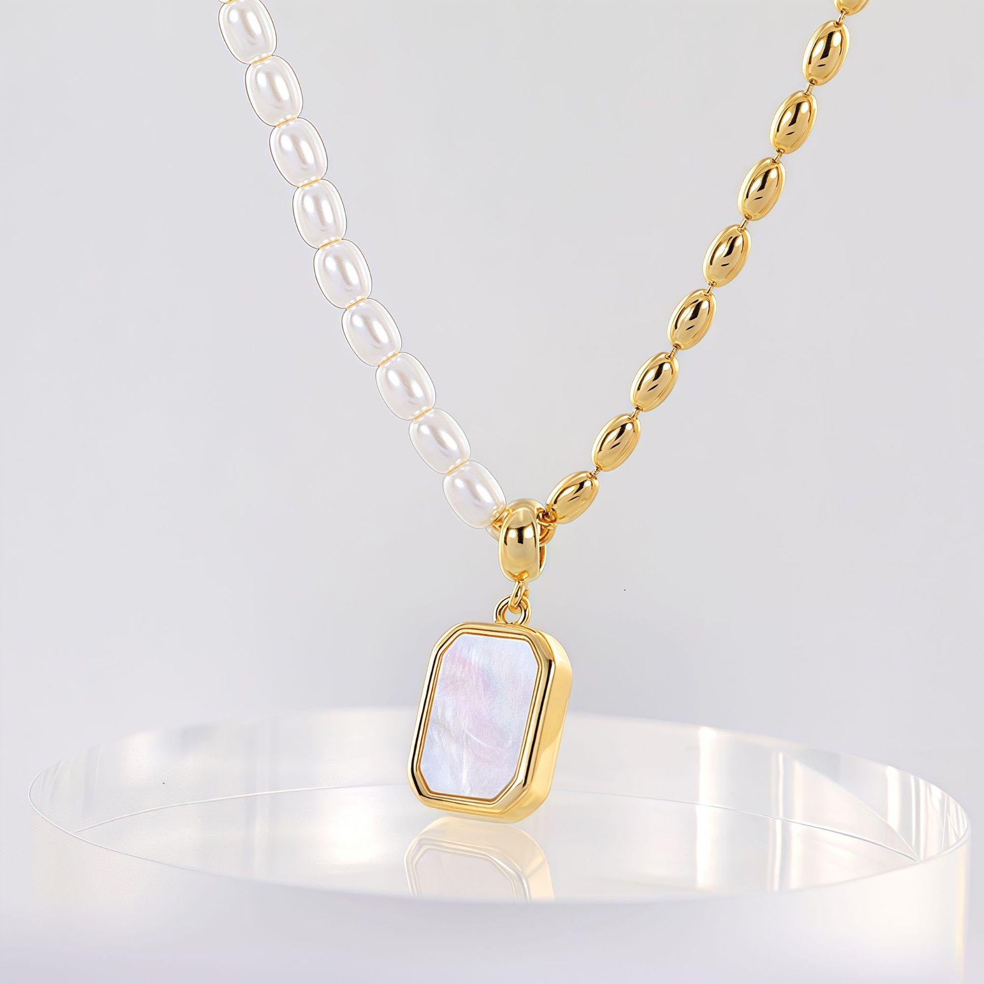 

Корейское ретро темпераментное циркониевое ожерелье: Золото 18 карат, Не тускнеющая жемчужная цепочка, Высококлассный стиль для женщин