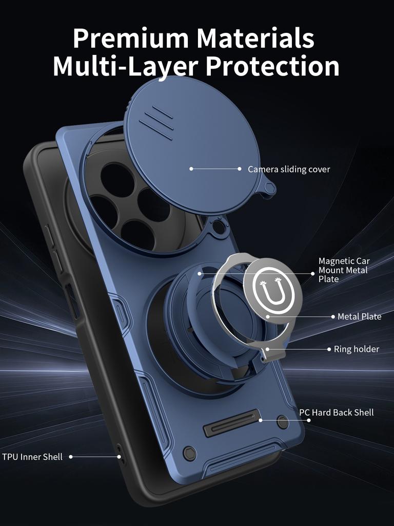 For Xiaomi Redmi A4 14C 4G/Poco C75 360°degree car mounted rotating magnetic ring holder phone case Magsafe protective cover