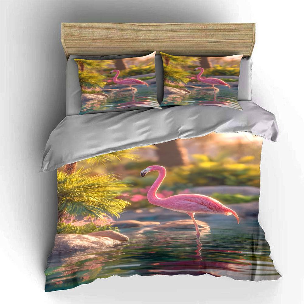 "Elegant flamingo paradise touch." Bedding sets Duvet covers Pillowcases(1* Duvet Cover 2* Pillowcases without duvet insert)