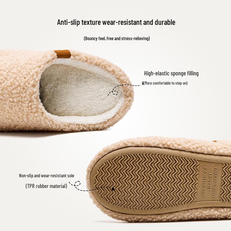 Cozy Non-Slip Fuzzy Indoor Slippers - Soft Sole, Warm Plush Cotton, Perfect for Autumn & Winter