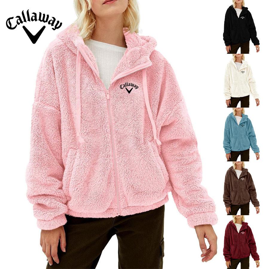 

Callaway Women s Autumn and Winter New Casual and Comfortable Hooded Loose Zipper Plush Pocket Hoodie S