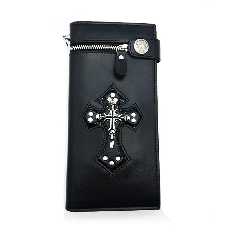 Men s Long Punk Skull Anti-theft Outdoor Card Holder Wallet