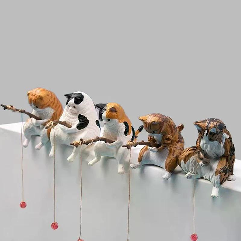 Fish Tank Fishing Cat Hanging Creative Landscape Office Ornaments Fishing Fun Mini Decorative Micro-Landscape