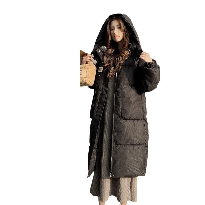 Down Cotton Coat for Women Loose 2025 Winter New Korean Thick Bread Coat Over Knee Preppy Style Coat