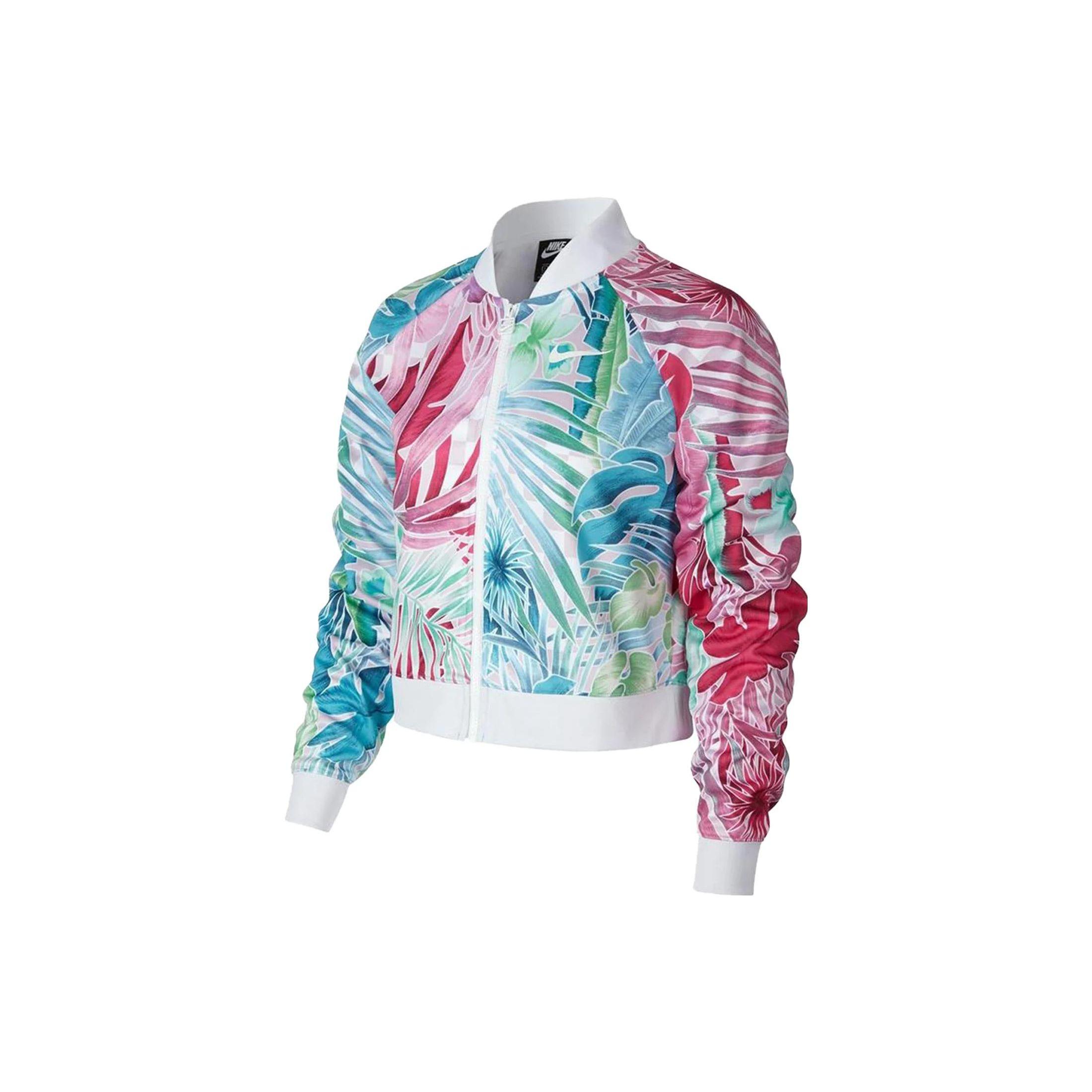 Nike Sportswear Floral Print Crop Track Jacket White Multicolor Women AR2220-100 S